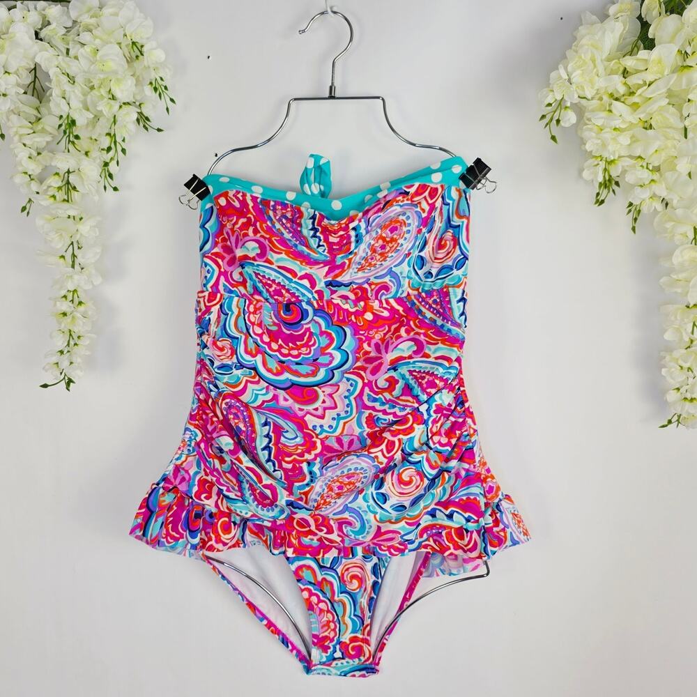crown & ivy Multicolor Paisley One-Piece Swimsuit